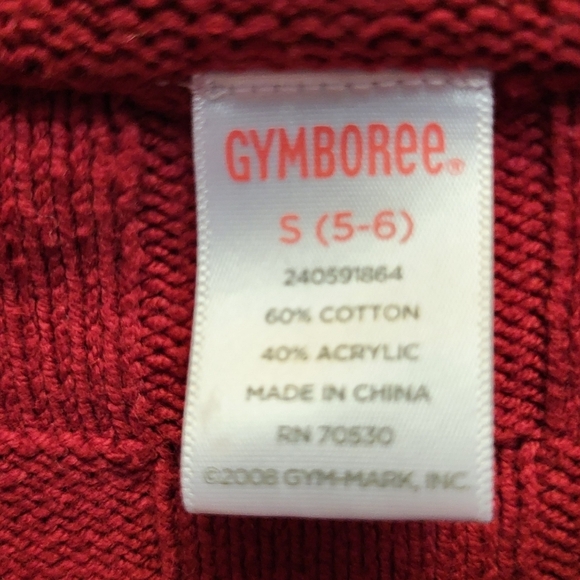 Gymboree Kids Red Knit Cardigan Sweater with Textured Details - Size S (5-6) - Picture 3 of 4